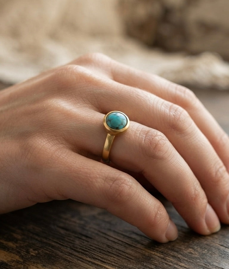 Minimalist Turquoise Bezel Ring