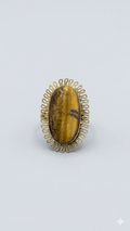Golden Tiger Eye Oval Statement Adjustable Ring