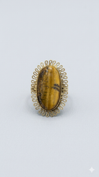 Golden Tiger Eye Oval Statement Adjustable Ring