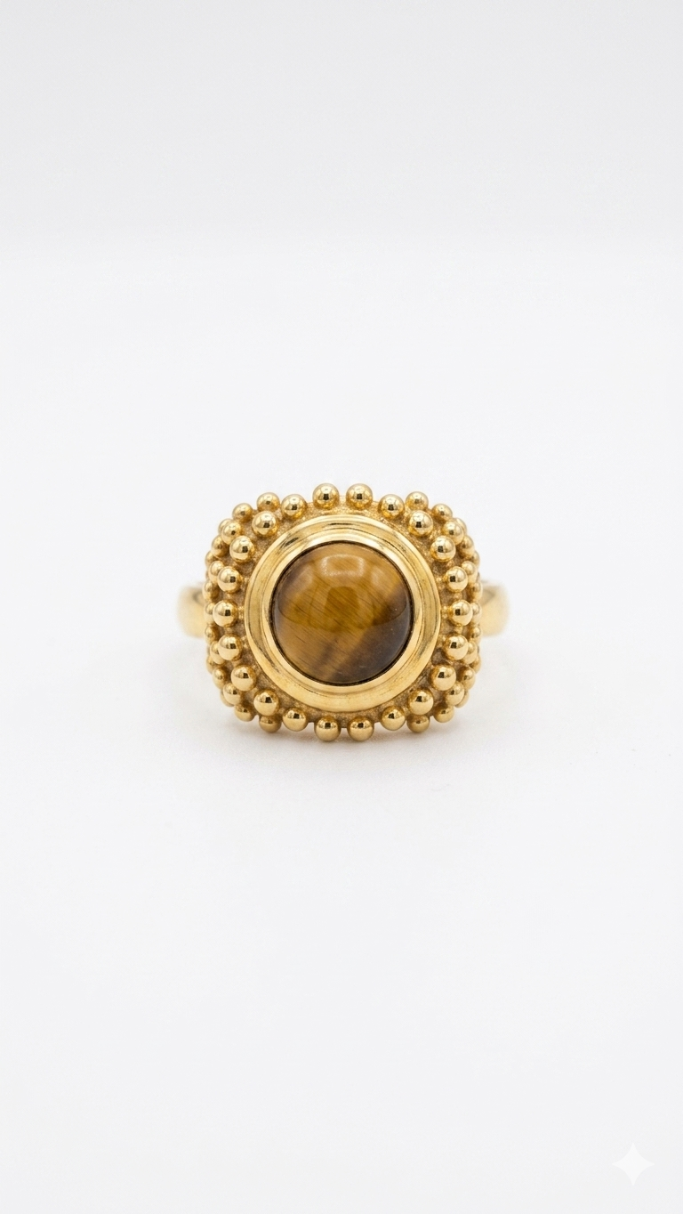 Vintage Tiger Eye Gold Ring for Women