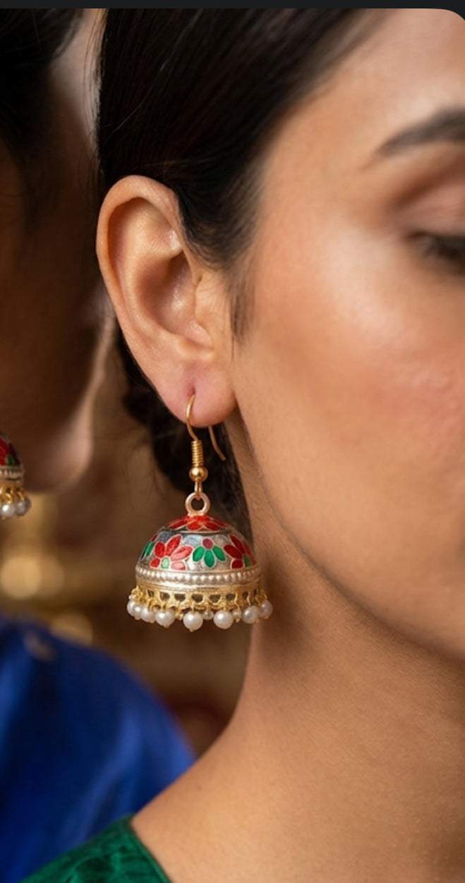 Multicolor Meenakari Jhumka Earrings