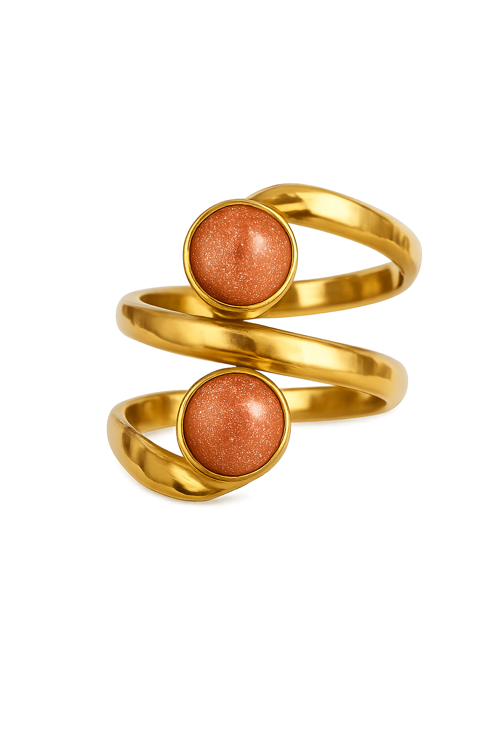 Gold Spiral Wrap Ring with Sunstone