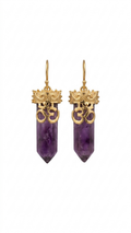 Amethyst Om Crystal Earrings