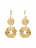 Floral Textured Gold Drop Earrings