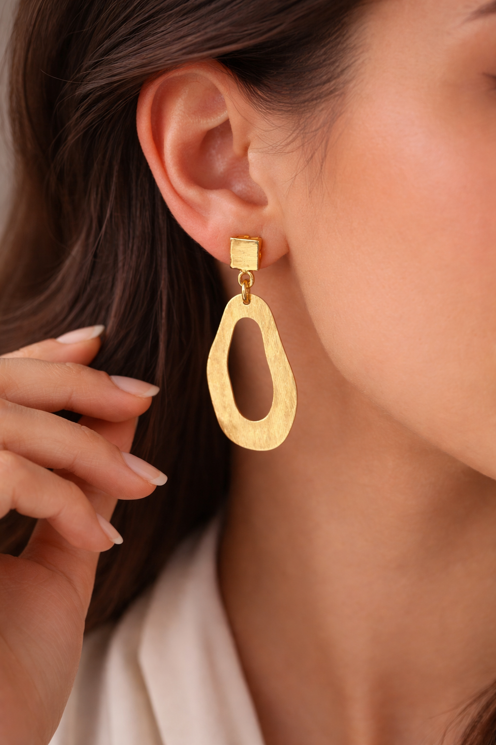 Minimalist Gold Abstract Drop Earrings Modern Geometric Statement Earrings