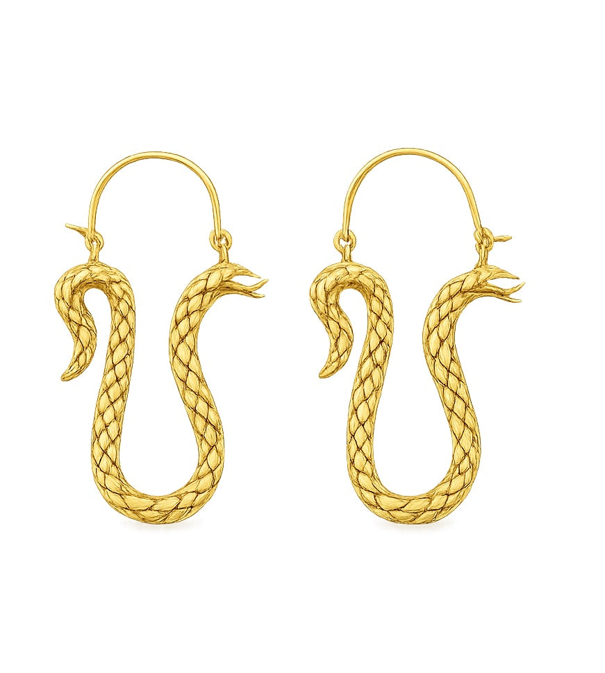 Gold Snake Hoop Earrings