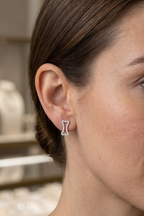 Minimalist Bone Shape Diamond Stud Earrings