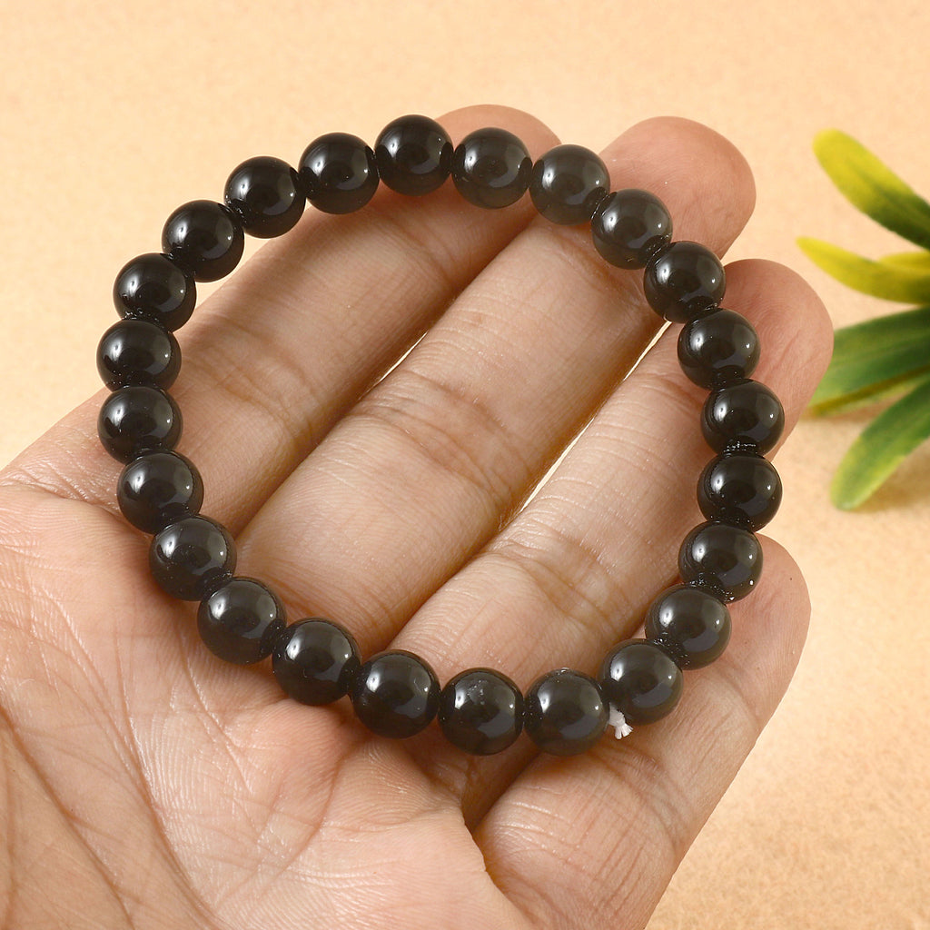 Natural Black Obsidian Full Rounds Beads