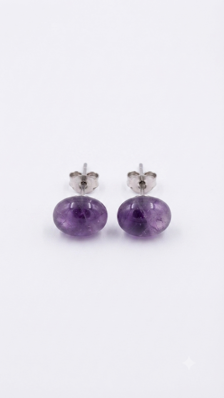 Natural Amethyst Stud Earrings