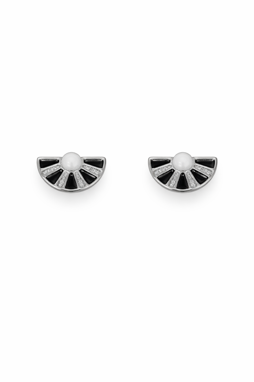Black Fan Stud Earrings