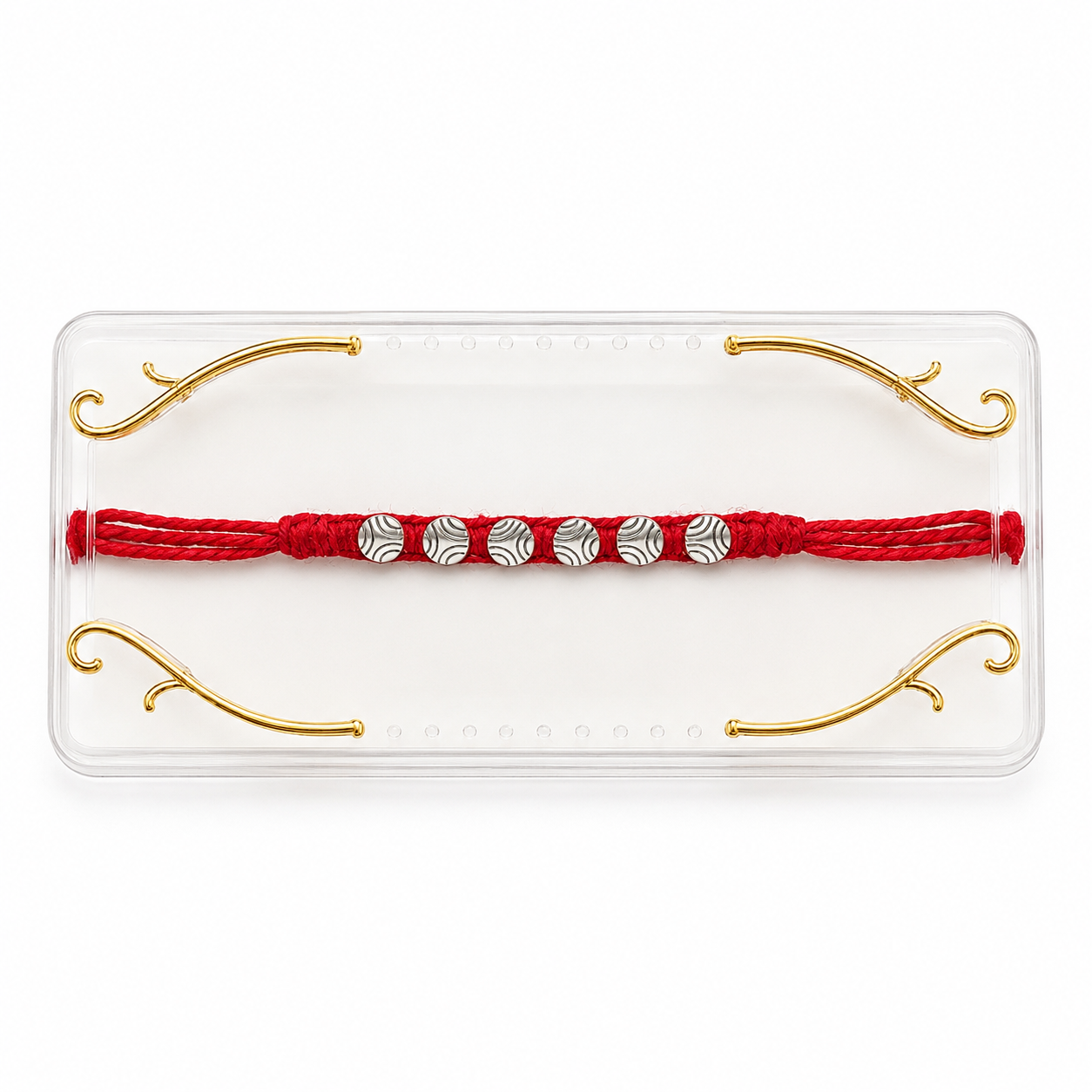 Silver Plated Rakhi for Brother | Handmade Red Thread Rakhi