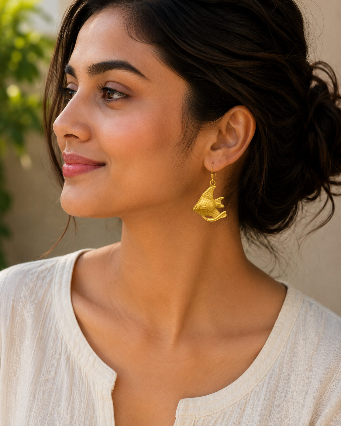 Golden Fish Drop Earrings