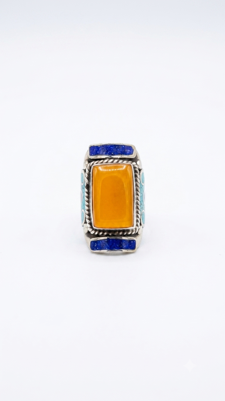 Vintage Jasper Statement Ring | Handmade Tibetan Silver Ring
