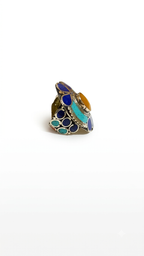 Vintage Amber Statement Ring | Handmade Tibetan Silver Ring