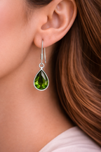 Emerald Green Teardrop Dangle Earrings