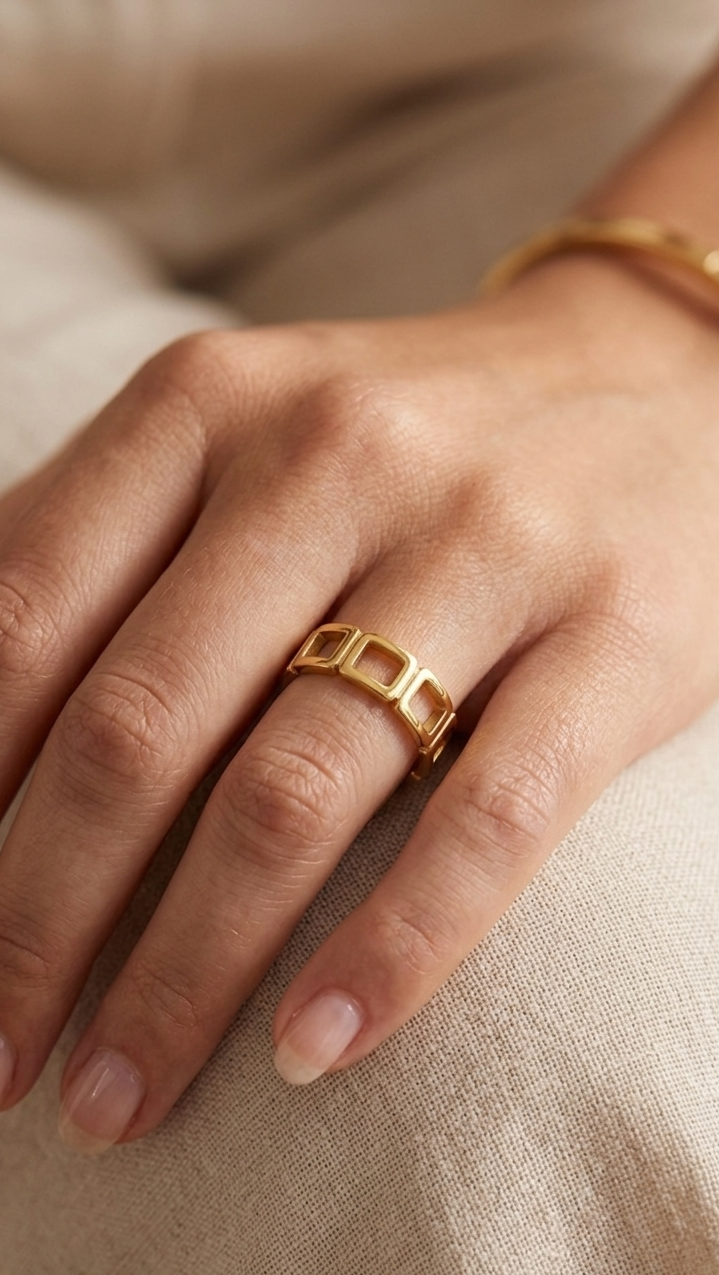 Minimalist Geometric Gold Ring