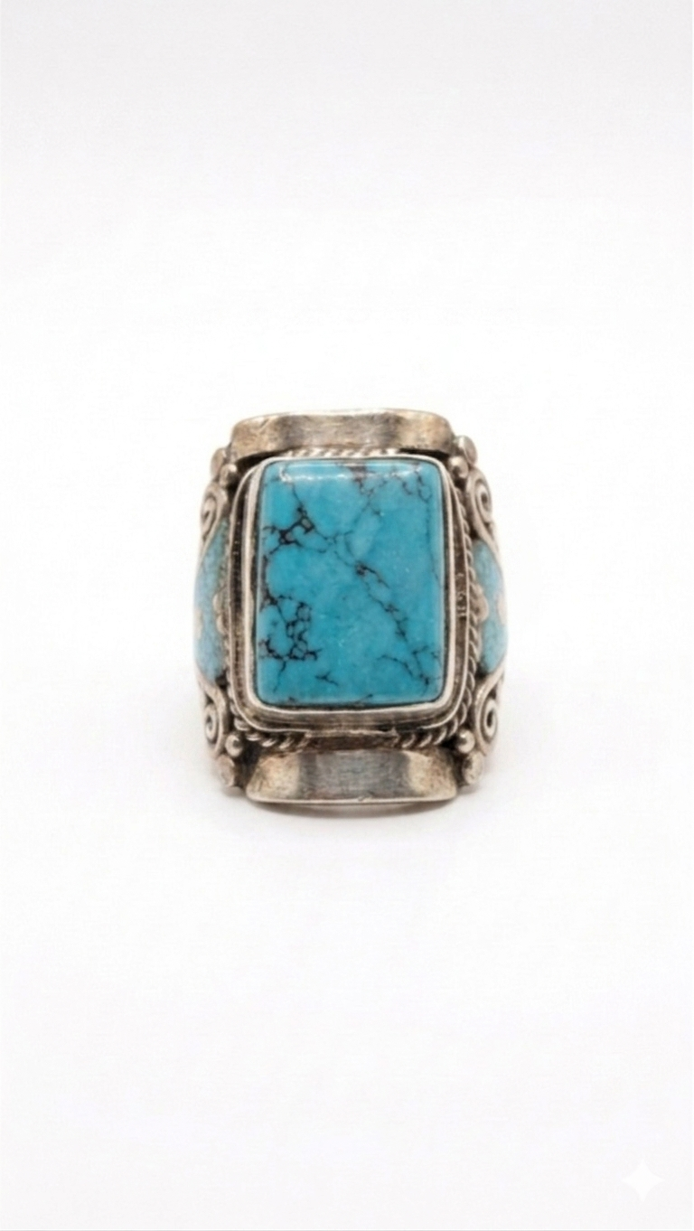 Vintage Tibetan Turquoise Statement Ring
