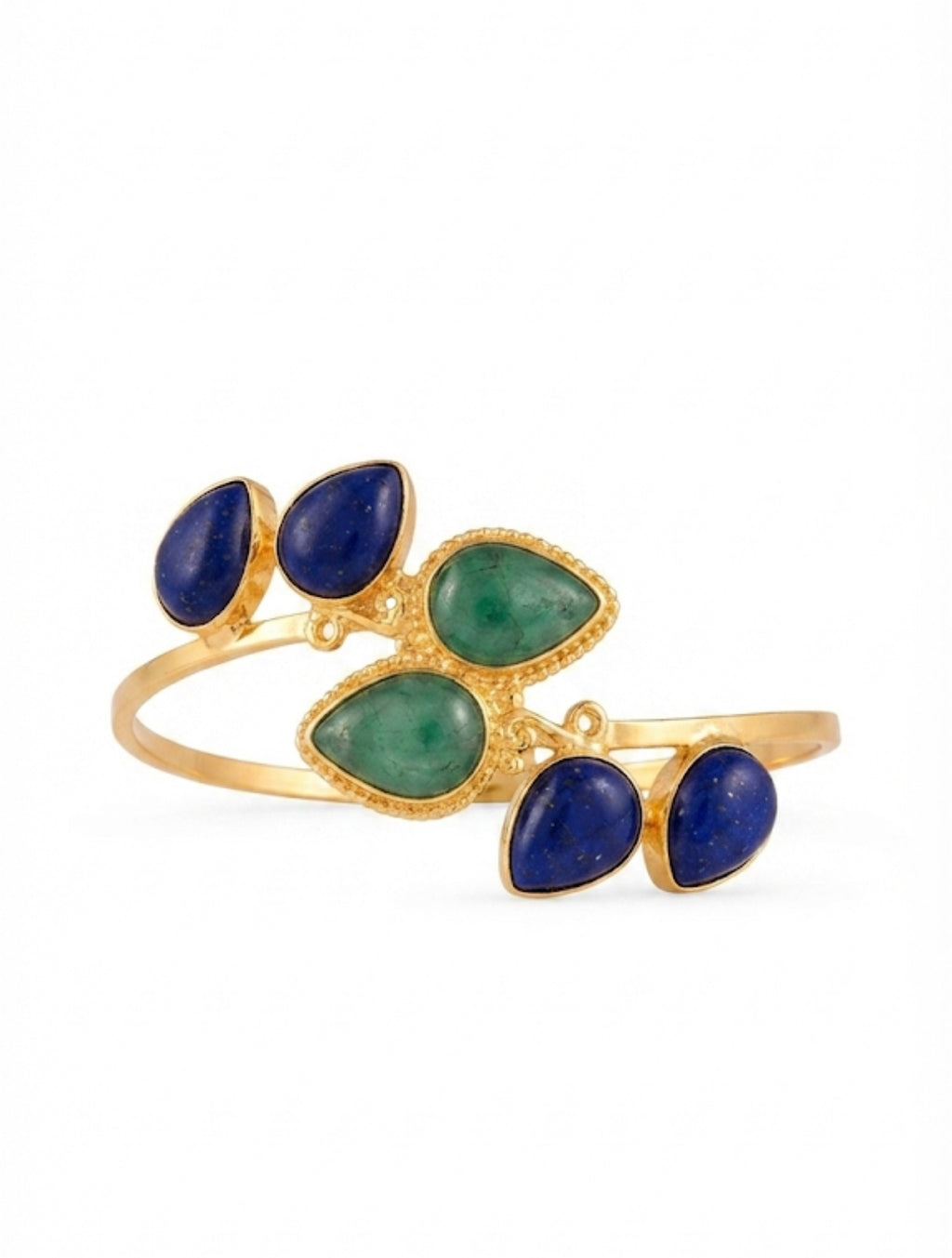 Lapis Lazuli & Green Onyx Open Cuff Bracelet