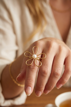 Gilded Bloom Pearl Statement Adjustable Ring