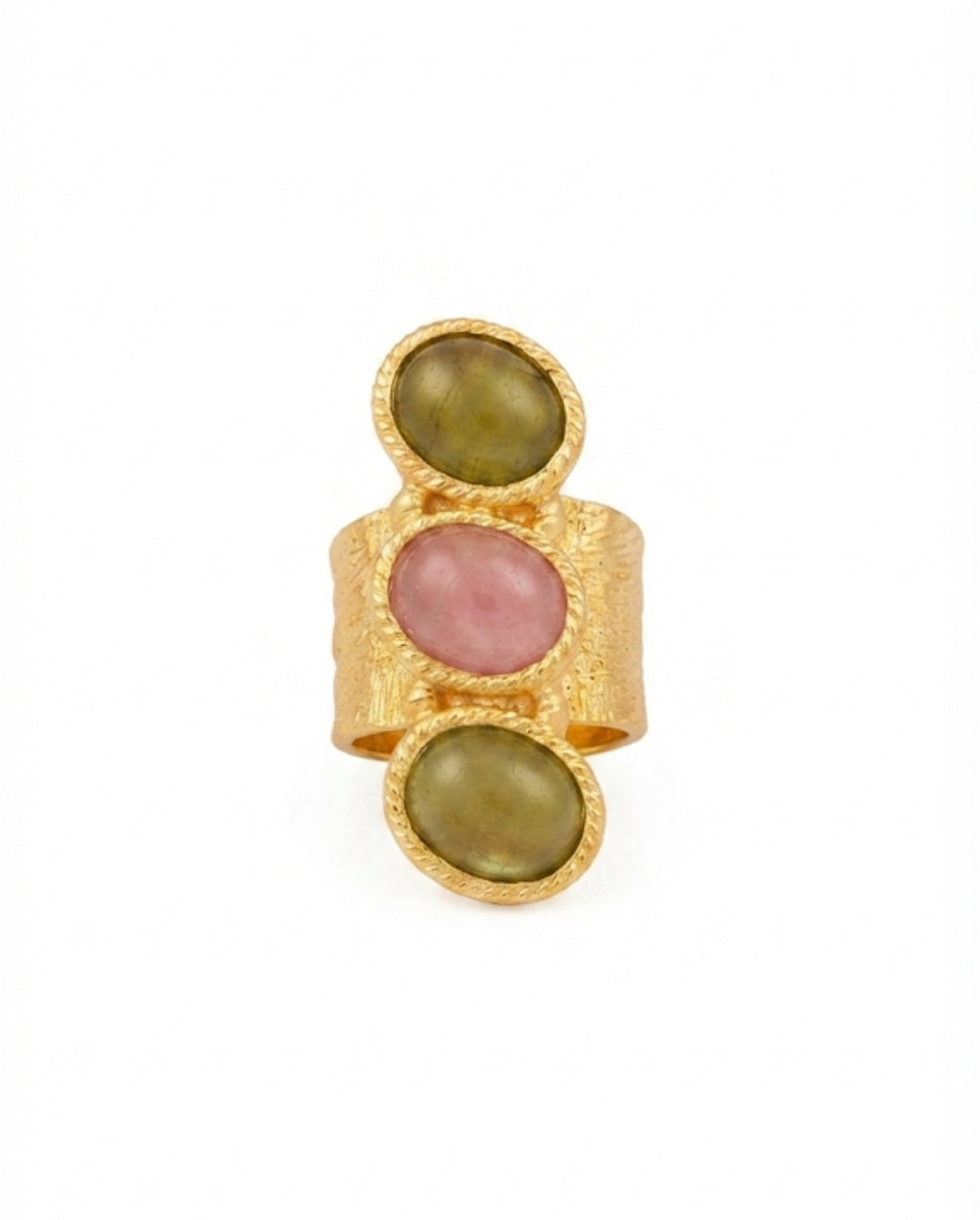 Rose Quartz, Labradorite Statement Ring