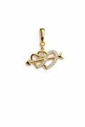 Gold Double Heart Arrow Pendant Necklace