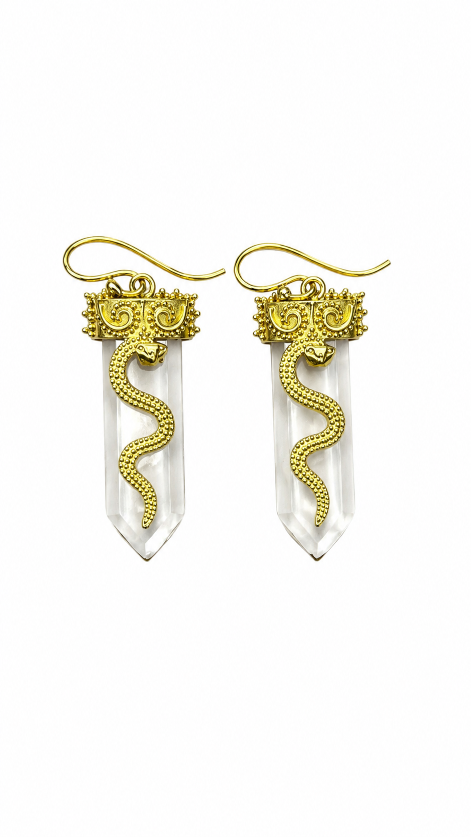 Clear Quartz Snake Earrings