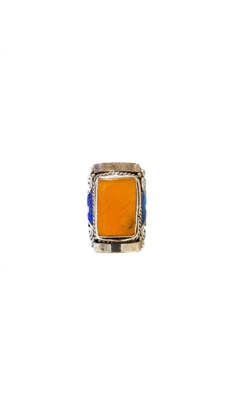 Vintage Yellow Jasper Ring, Rectangular Jasper Statement Ring