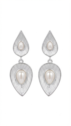 Silver Pearl Drop Earrings, Teardrop Pearl Earrings