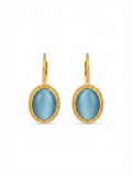 Blue Cat’s Eye Drop Earrings in 18K Gold Vermeil