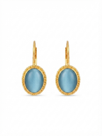 Blue Cat’s Eye Drop Earrings in 18K Gold Vermeil