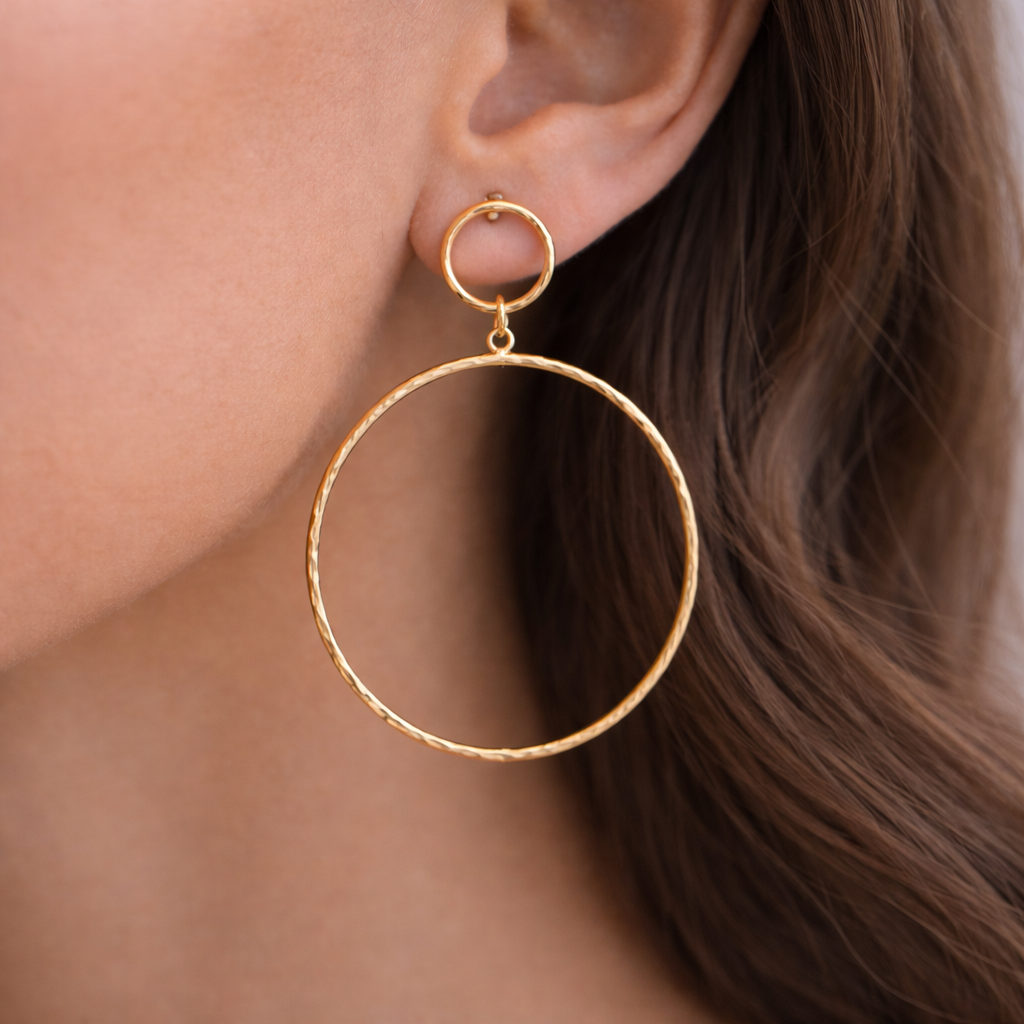 Large Gold Double Hoop Earrings