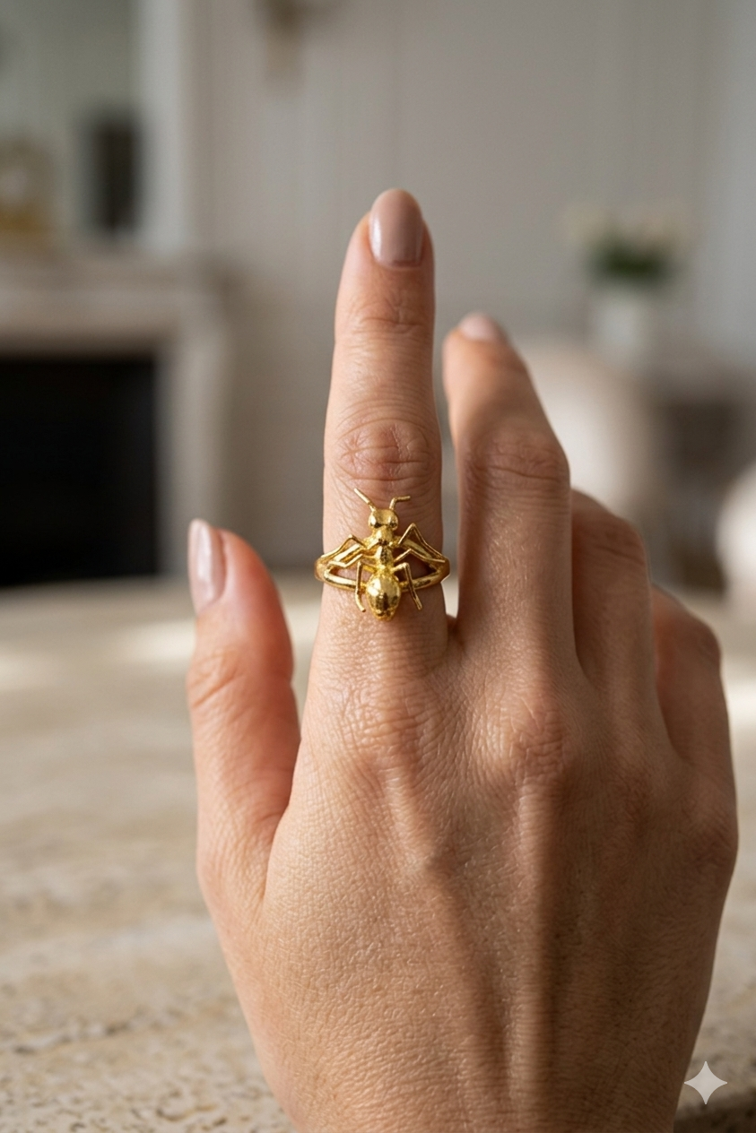 Golden Ant Statement Adjustable Ring