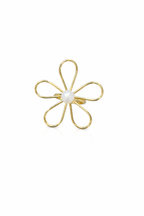 Gilded Bloom Pearl Statement Adjustable Ring