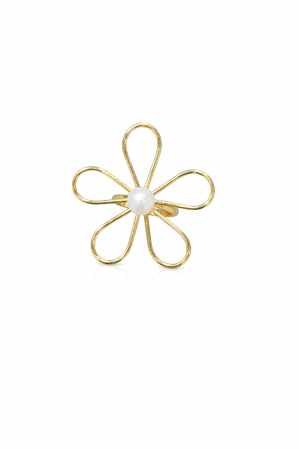 Gilded Bloom Pearl Statement Adjustable Ring