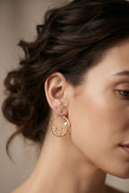 Blush Pink Cat’s Eye & Pearl Hoop Earrings