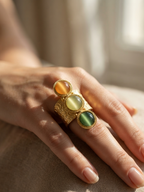 Multicolor Cat’s Eye Statement Ring in 18K Gold Vermeil