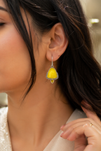 Handcrafted Yellow Floral Drop Earrings