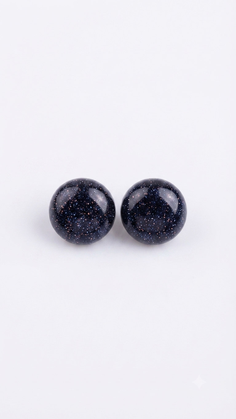 Natural Blue Sunstone Stud Earrings
