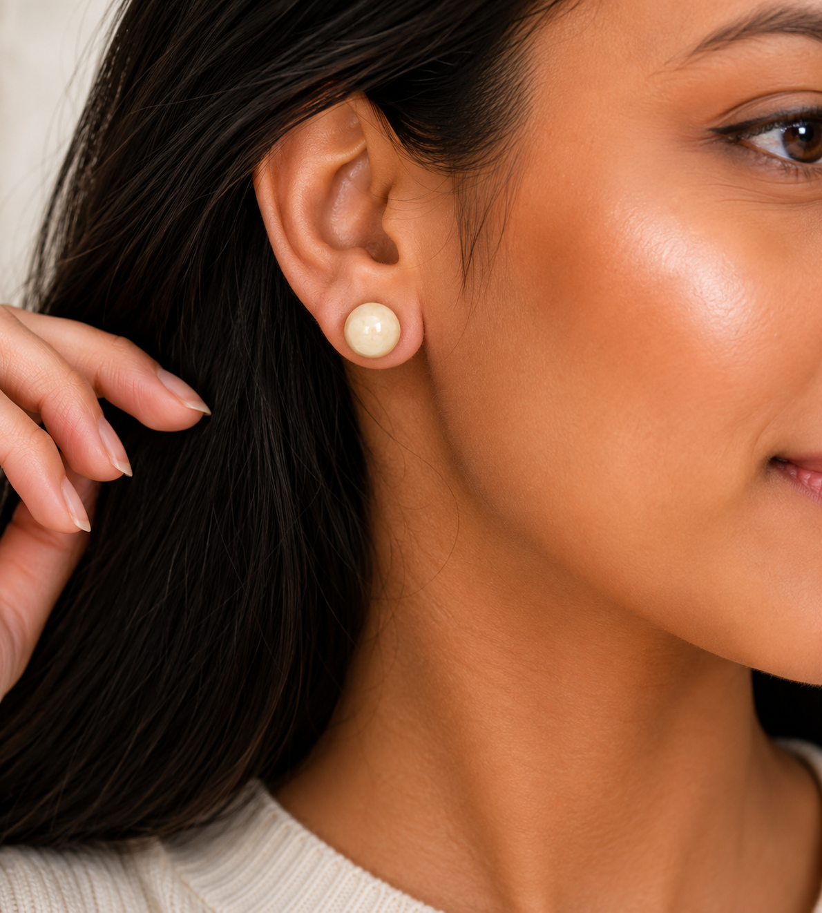 Natural Yellow Jade Stud Earrings