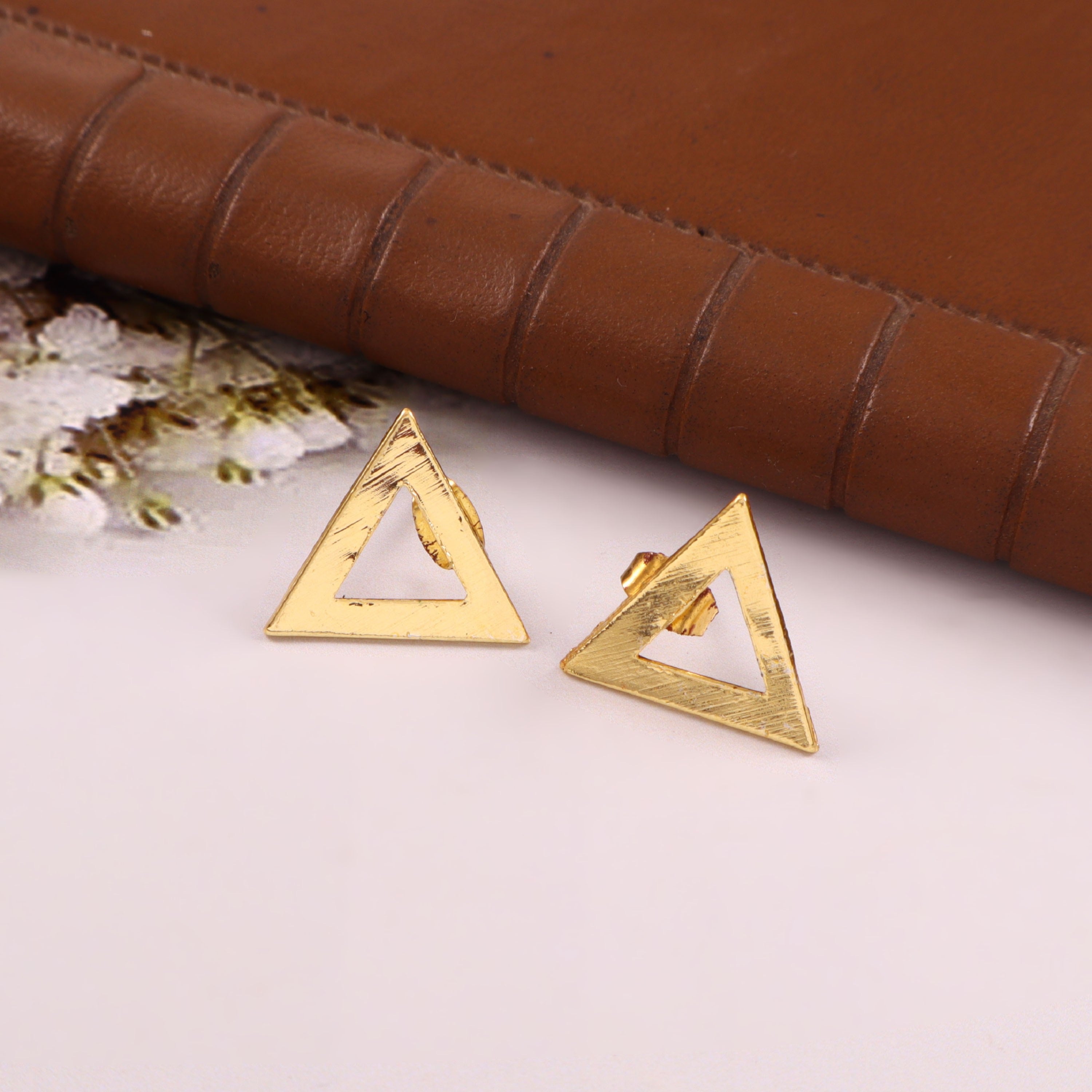 Minimalist Gold Triangle Stud Earrings