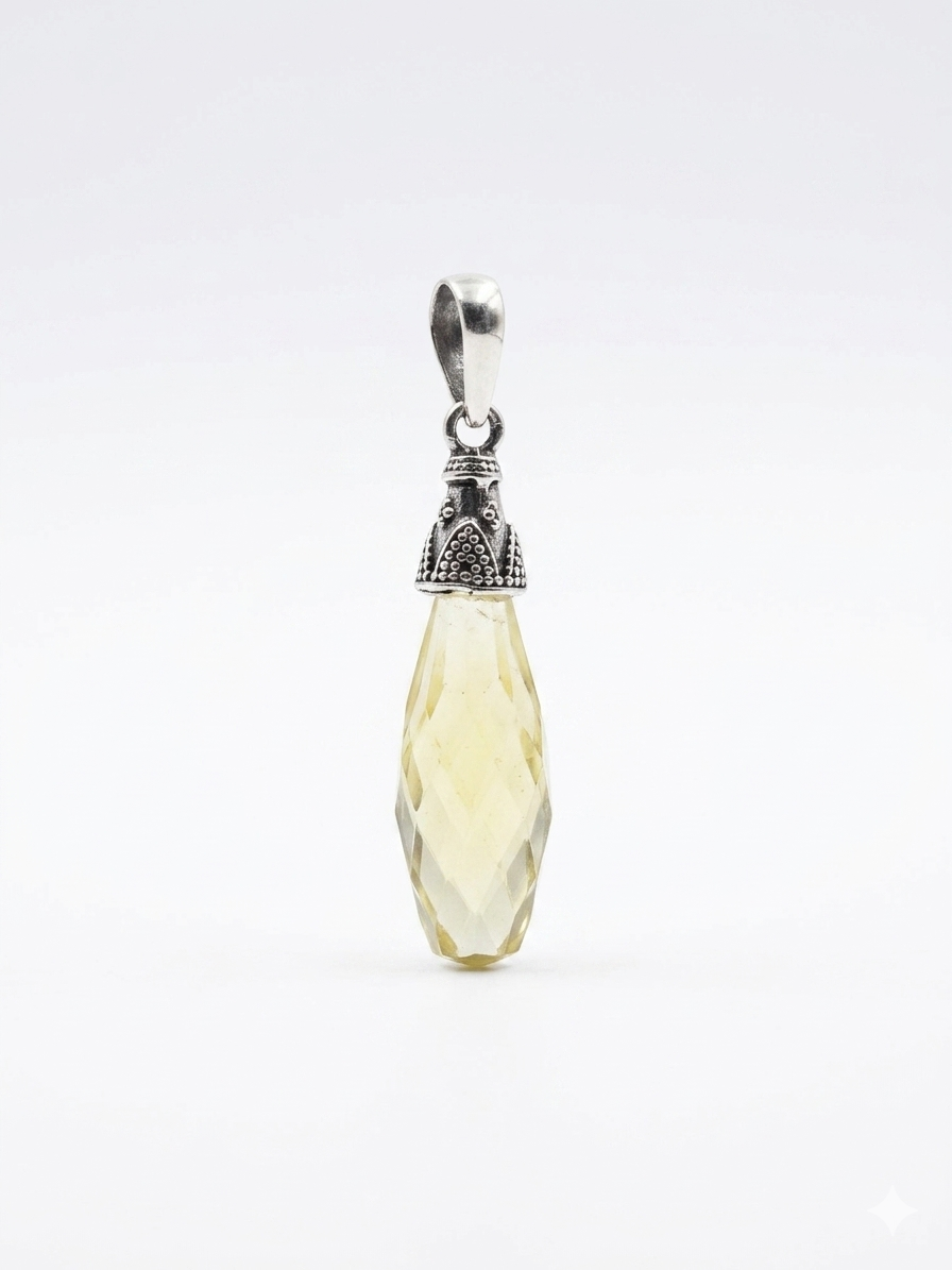 Champagne Faceted Teardrop Pendant