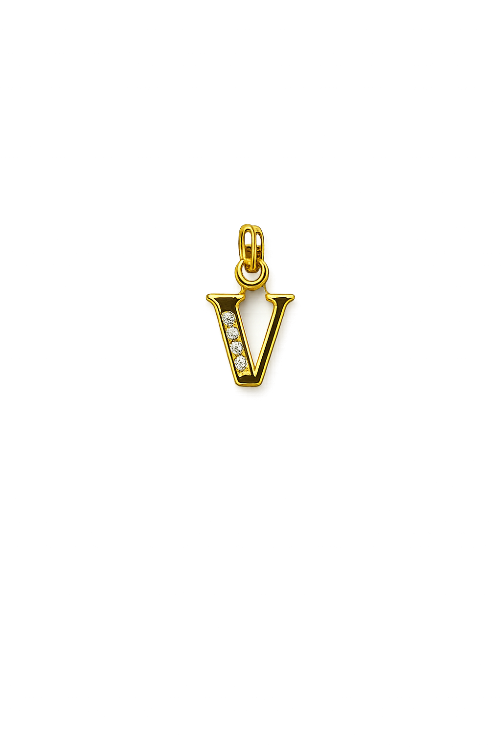 Letter V Pendant in Gold Finish
