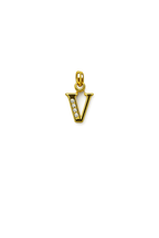 Letter V Pendant in Gold Finish