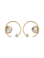 Gold Open Hoop Pearl Earrings