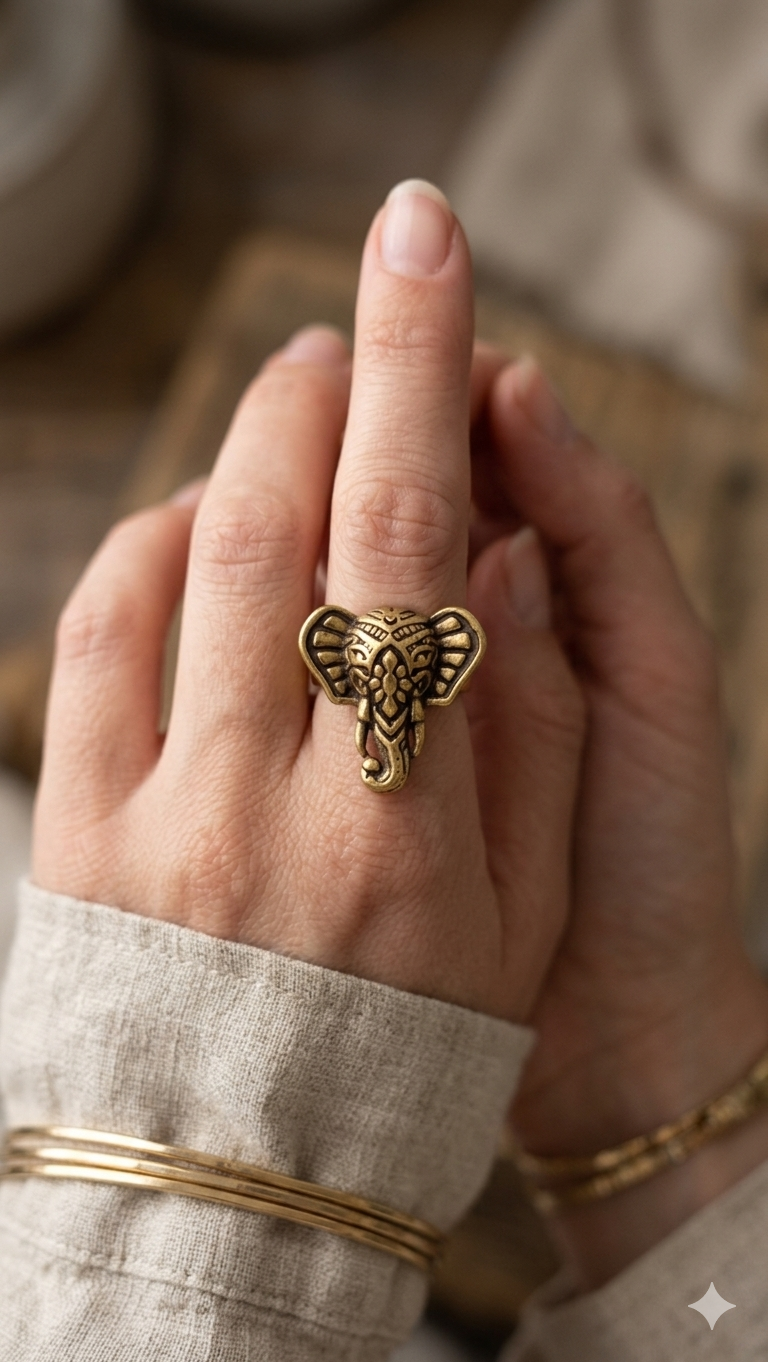 Majestic Elephant Statement Adjustable Ring