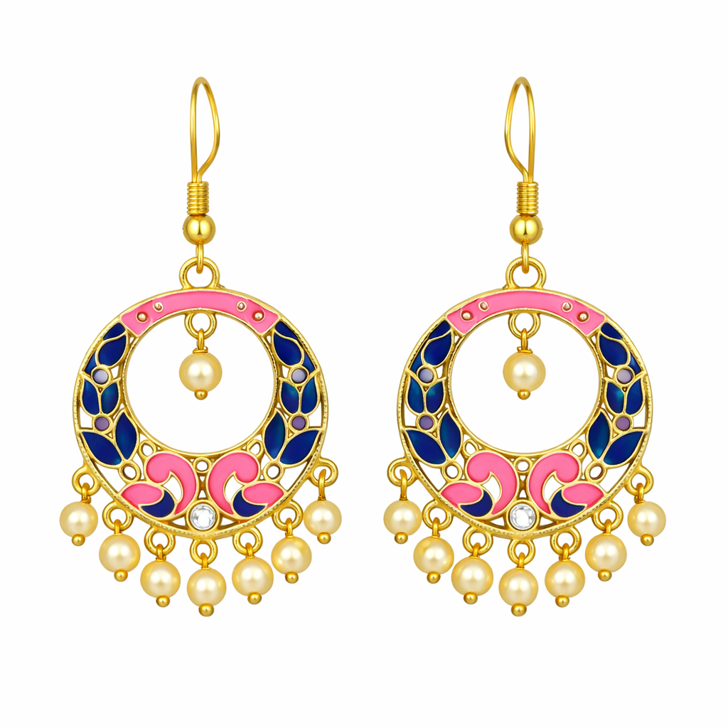 Colorful Enamel Pearl Drop Earrings