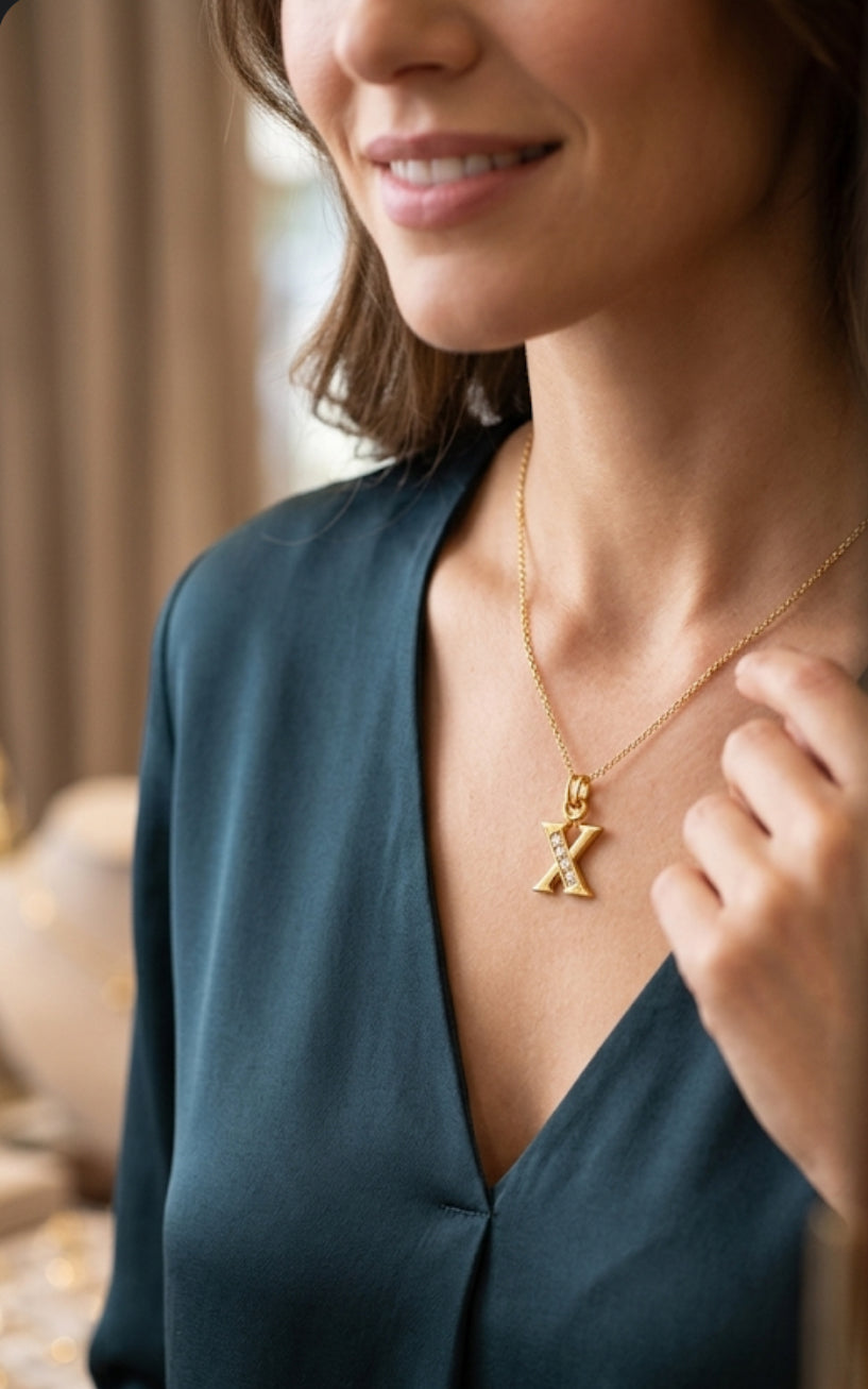 Gold Letter X Initial Pendant