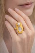 Pearl & Moonstone Statement Ring