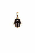Gold Hamsa Hand Necklace, Evil Eye Protection Pendant