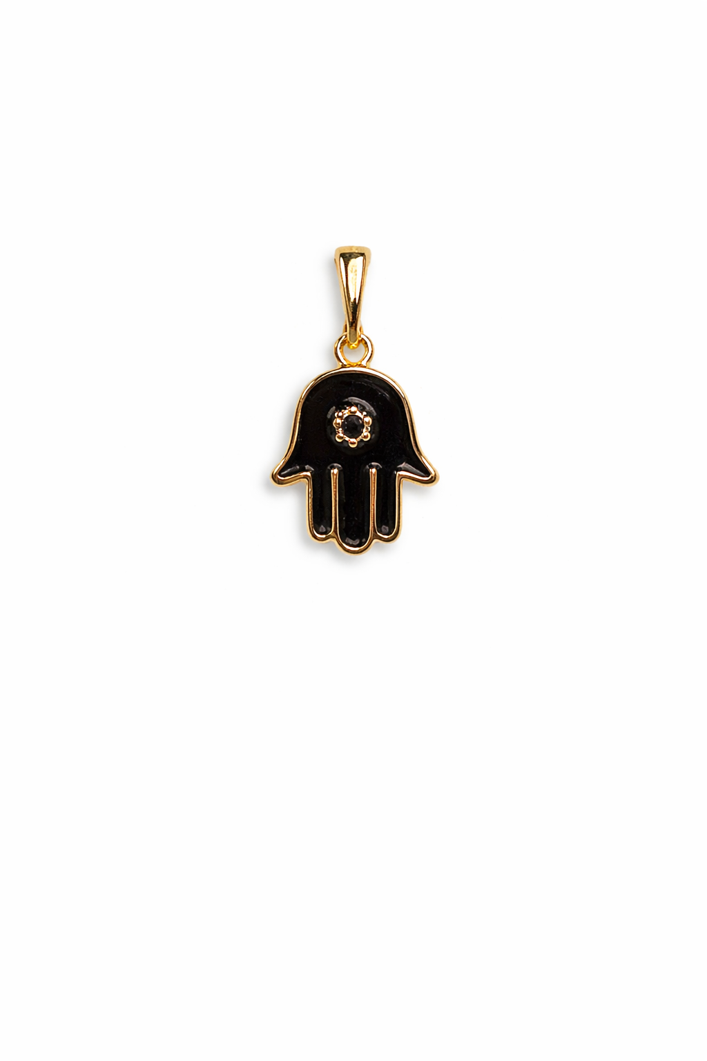 Gold Hamsa Hand Necklace, Evil Eye Protection Pendant